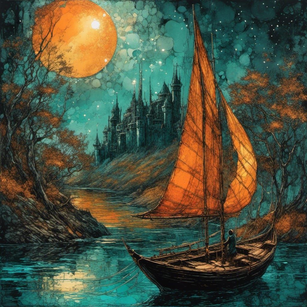 Mughal Castle Sunset: Fantasy Digital Art