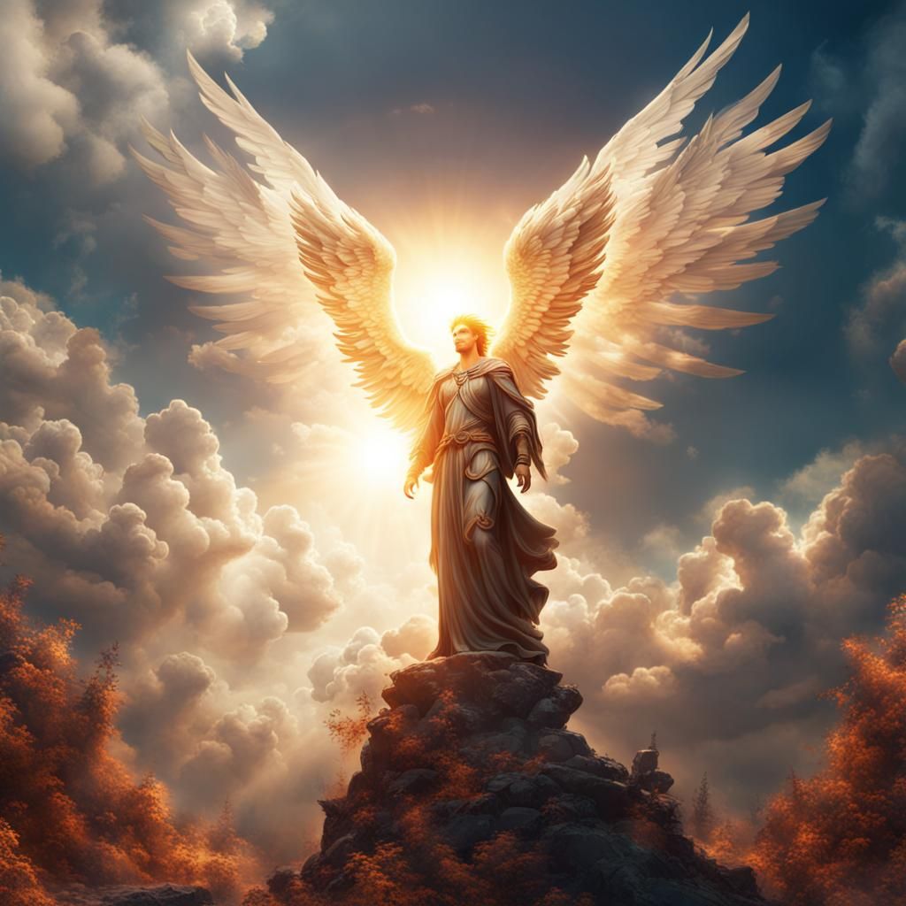 Radiant Angel in Heaven, Detailed Matte Painting