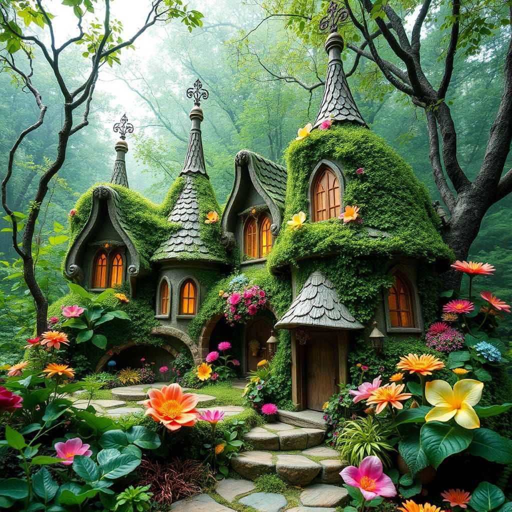 Whimsical Greenhouse in Enchanted Forest