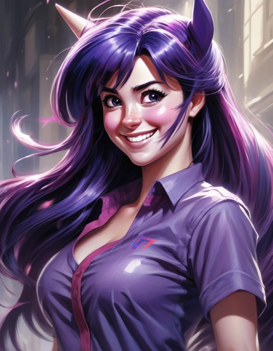 Humanized Twilight Sparkle Action Portrait in Anime Art Styl...