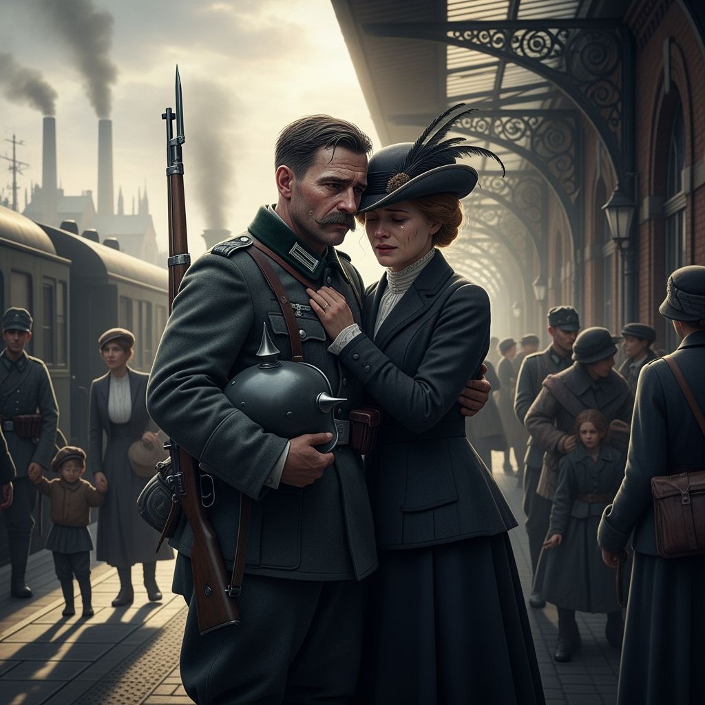 Farewell Embrace: German Soldier and Wife, WWI Era