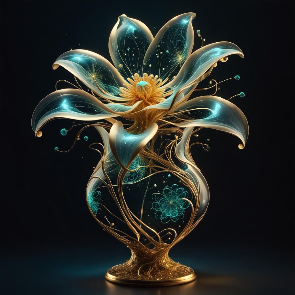 Bioluminescent Amoeba Sculpture: Flower in Vase