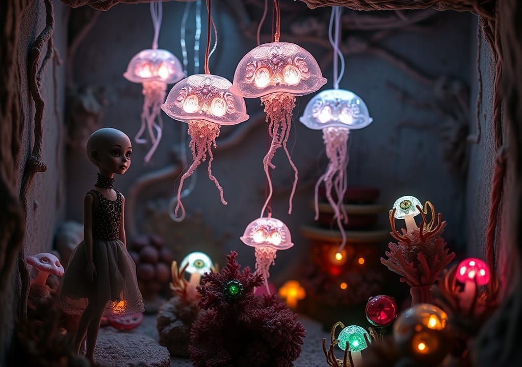 Snow-Wraith Doll in Ethereal Coral Reef Dollhouse