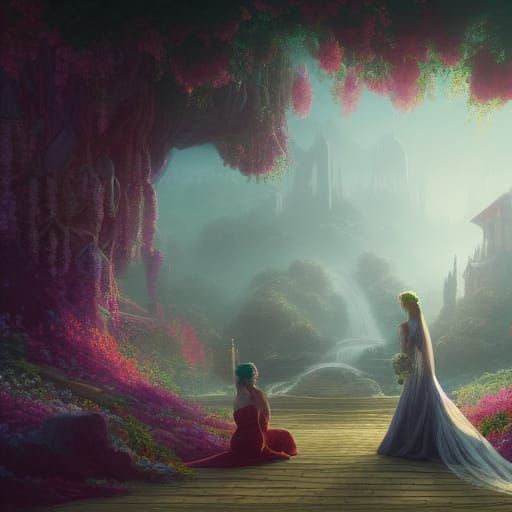 Two Brides in Fantastical Wedding Art