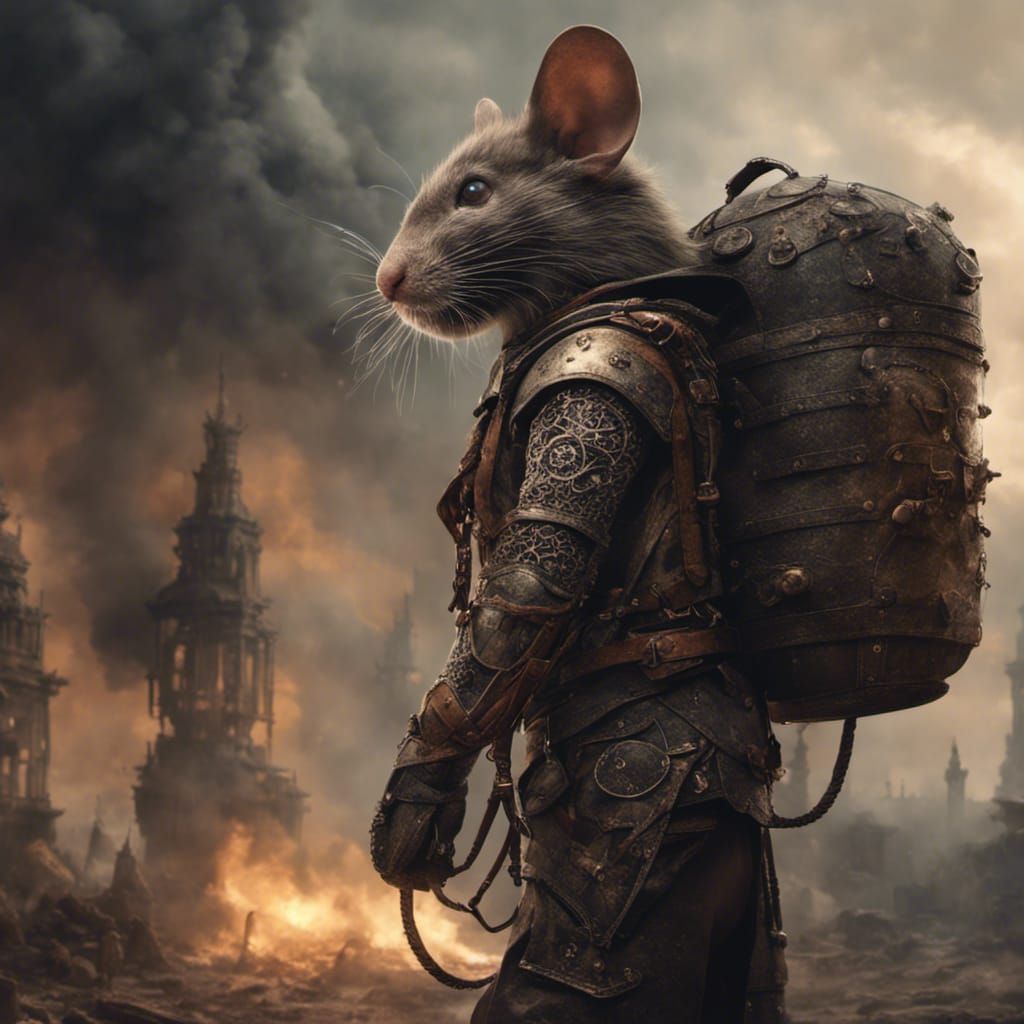 Rat Alchemist Wielding Bombs, Digital Matte Painting