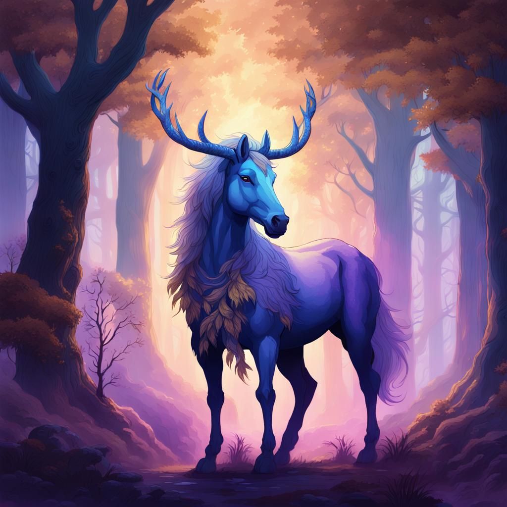 Mystical Centaur in Enchanted Forest, Fantasy Art