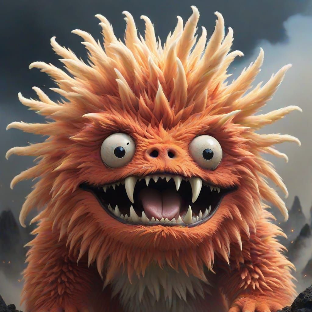 Fuzzy Creature Eruption: An AI-Generated Image