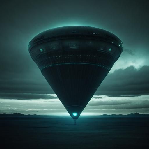 Surreal Doppelgénger and UFO in Eerie Landscape