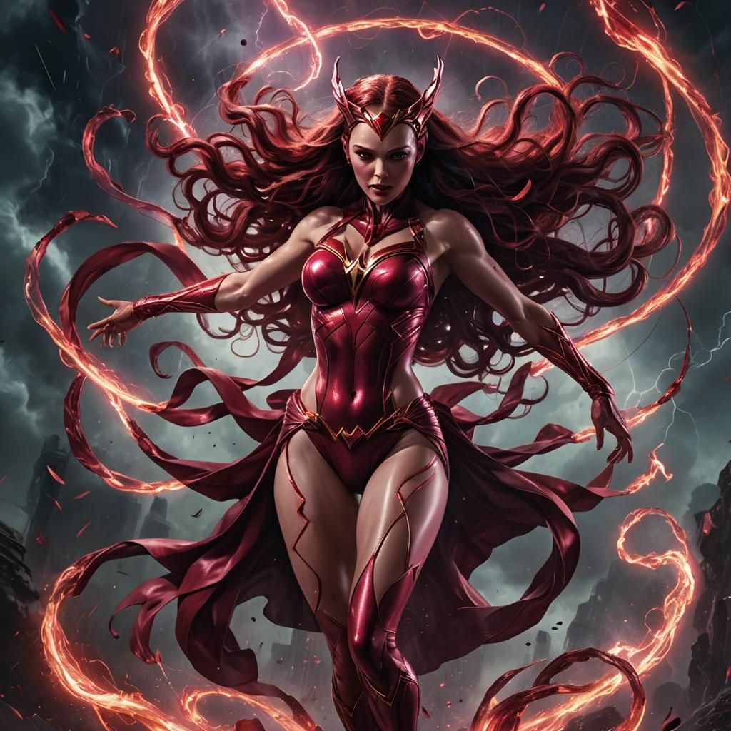 Scarlet Witch in Bikini with Red Magic Aura