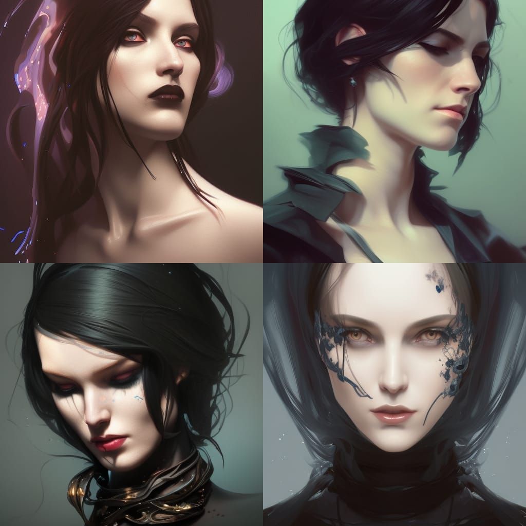 Detailed Portrait of Goth Woman, Trending Artstation Style