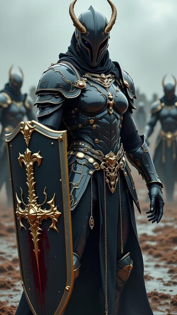 Armored Woman Warrior on Battlefield in 4K