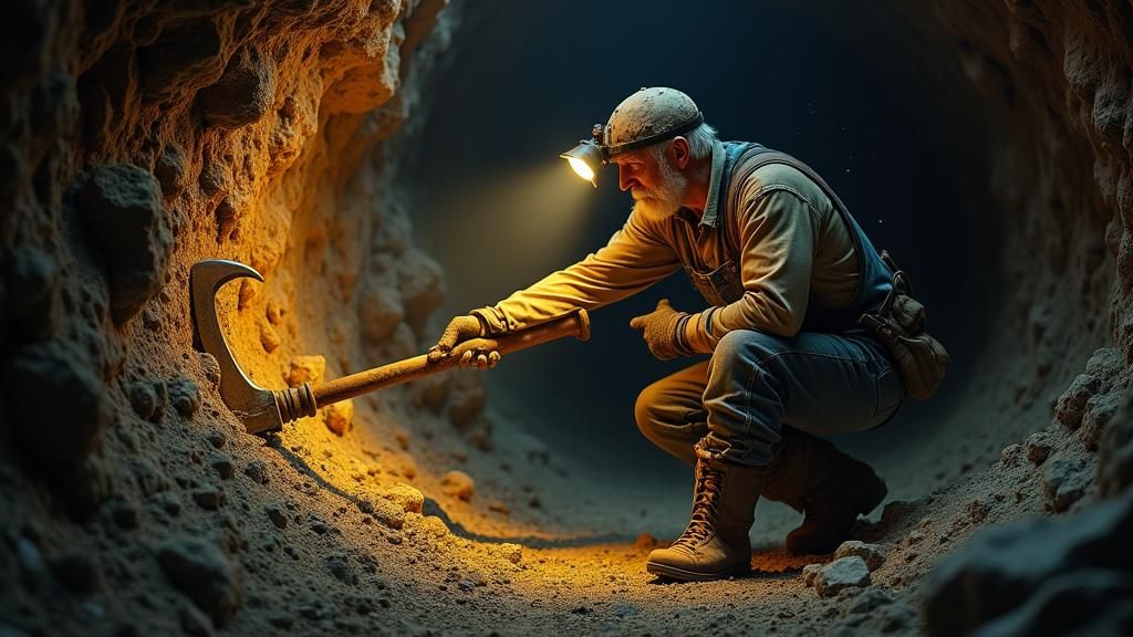 Miner's Quest: Hyperrealistic Gold Mine Scene