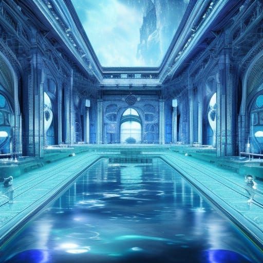 Glowing Blue Water Lab: Digital Matte Painting