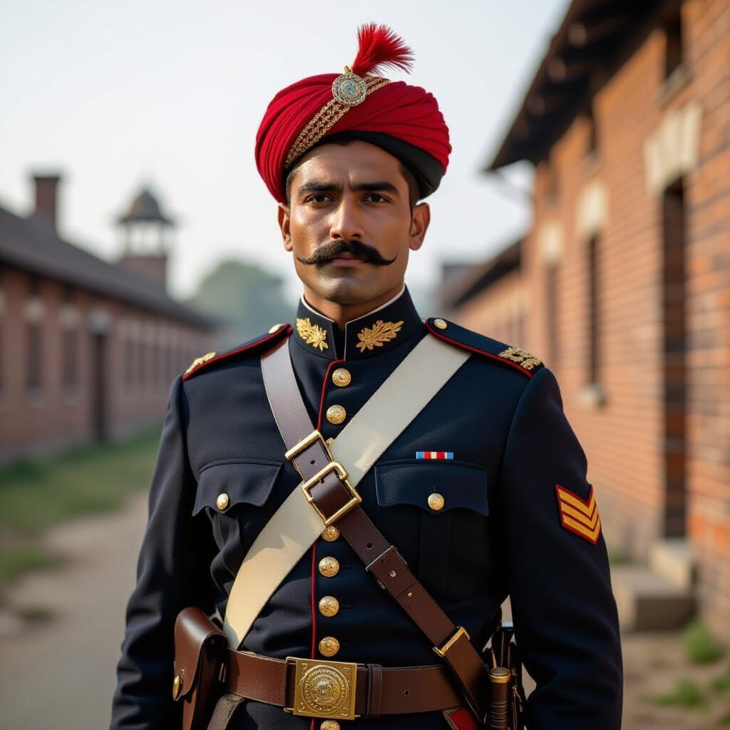 Indian Soldier in Calcutta Fort, 19th Century Photography