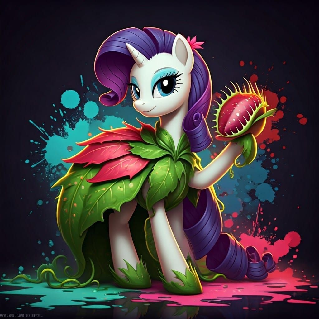 Mythical Pony Rarity Star in a Surreal Venus Flytrap Gown