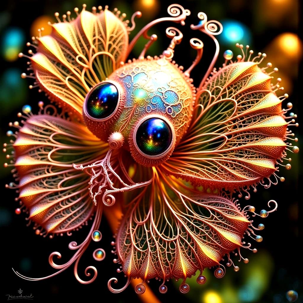 Intricate Copper Wire Fairy Creature in 3D