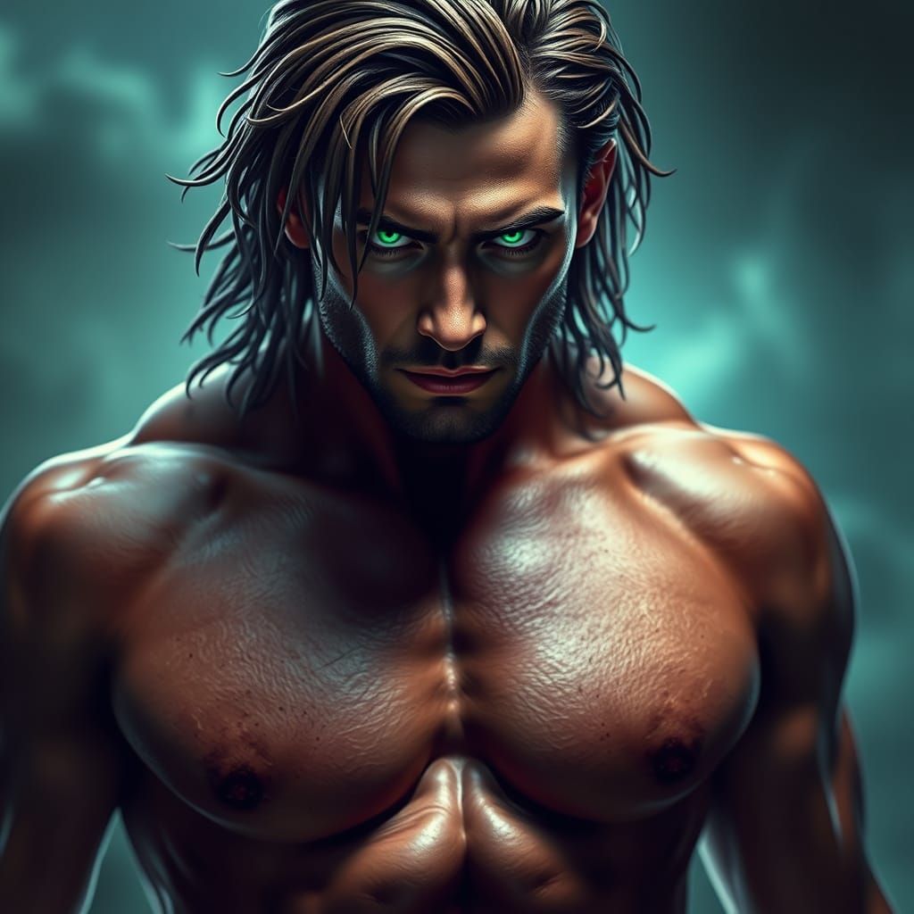 Stunning Male Portrait in Hypnotic Green Eyes