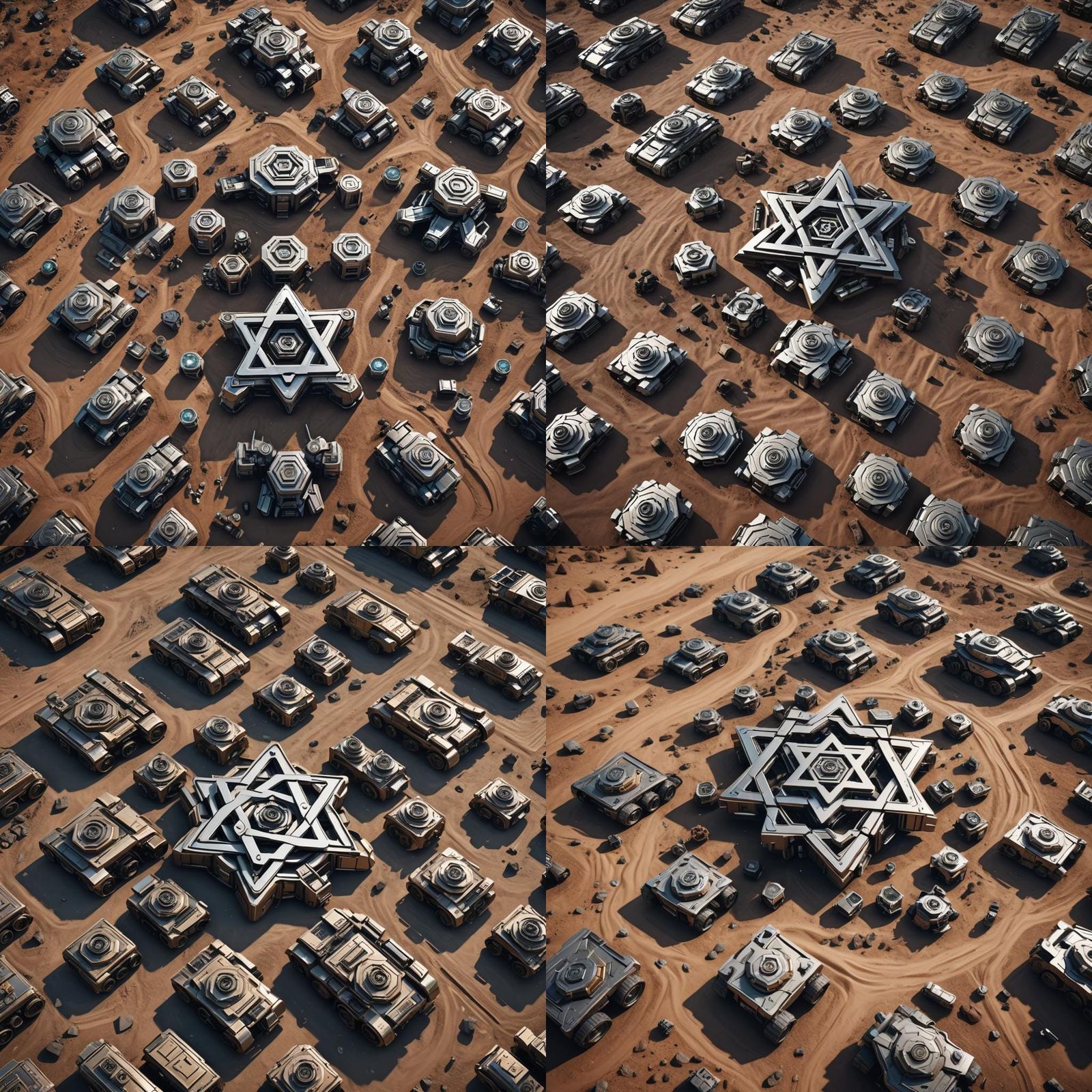 Tanks Form Star of David in Sci-Fi Scene