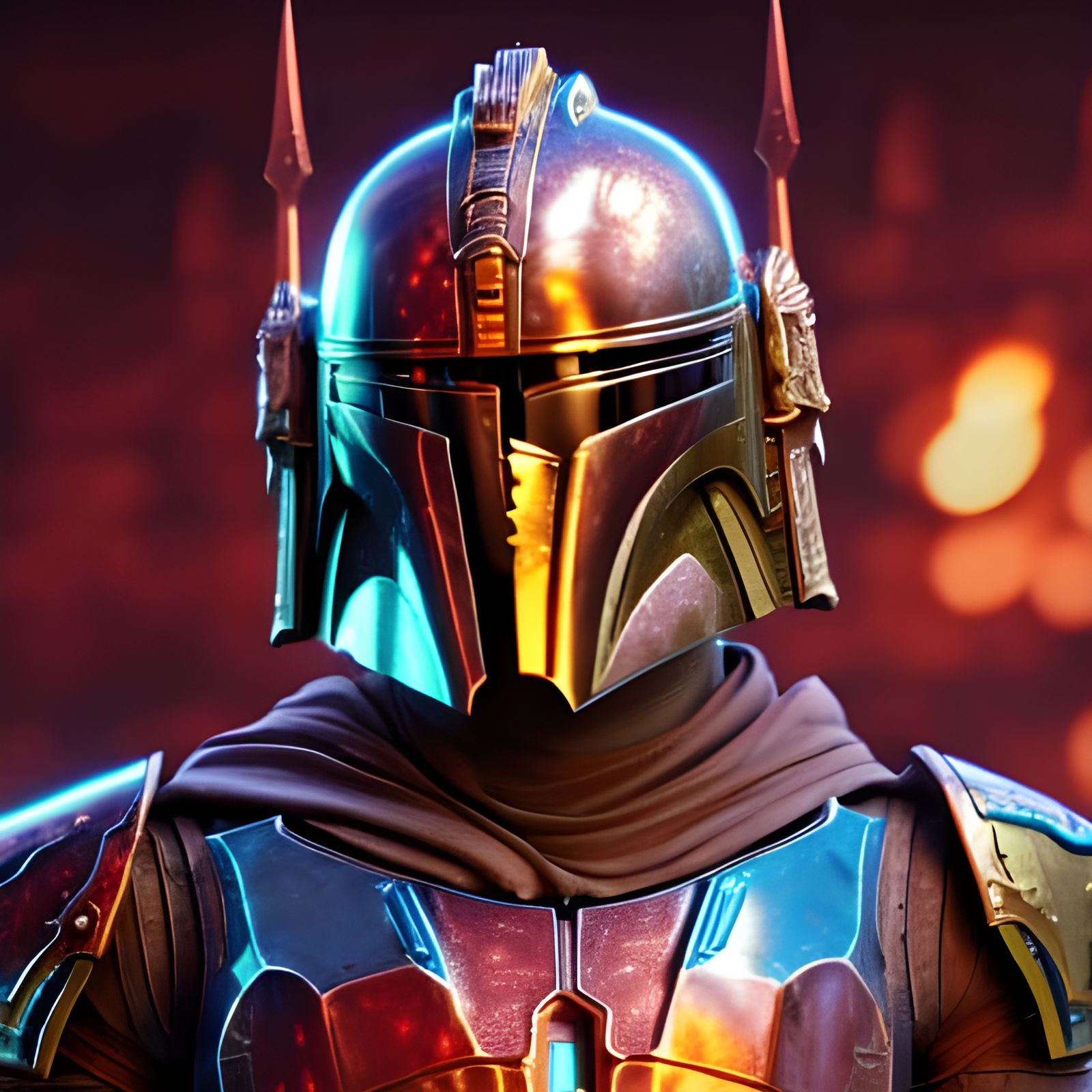 Celestial Superhero in Ornate Bronze Armor