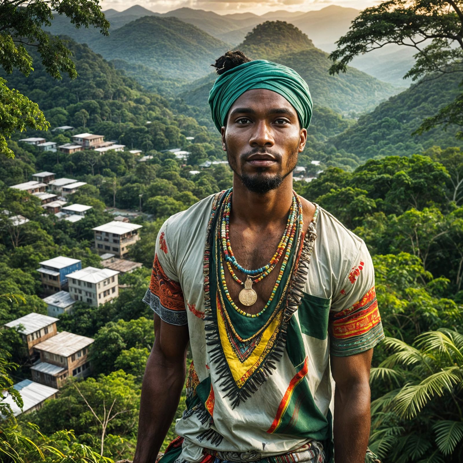 Guyanese Man in Traditional Amerindian Dress
