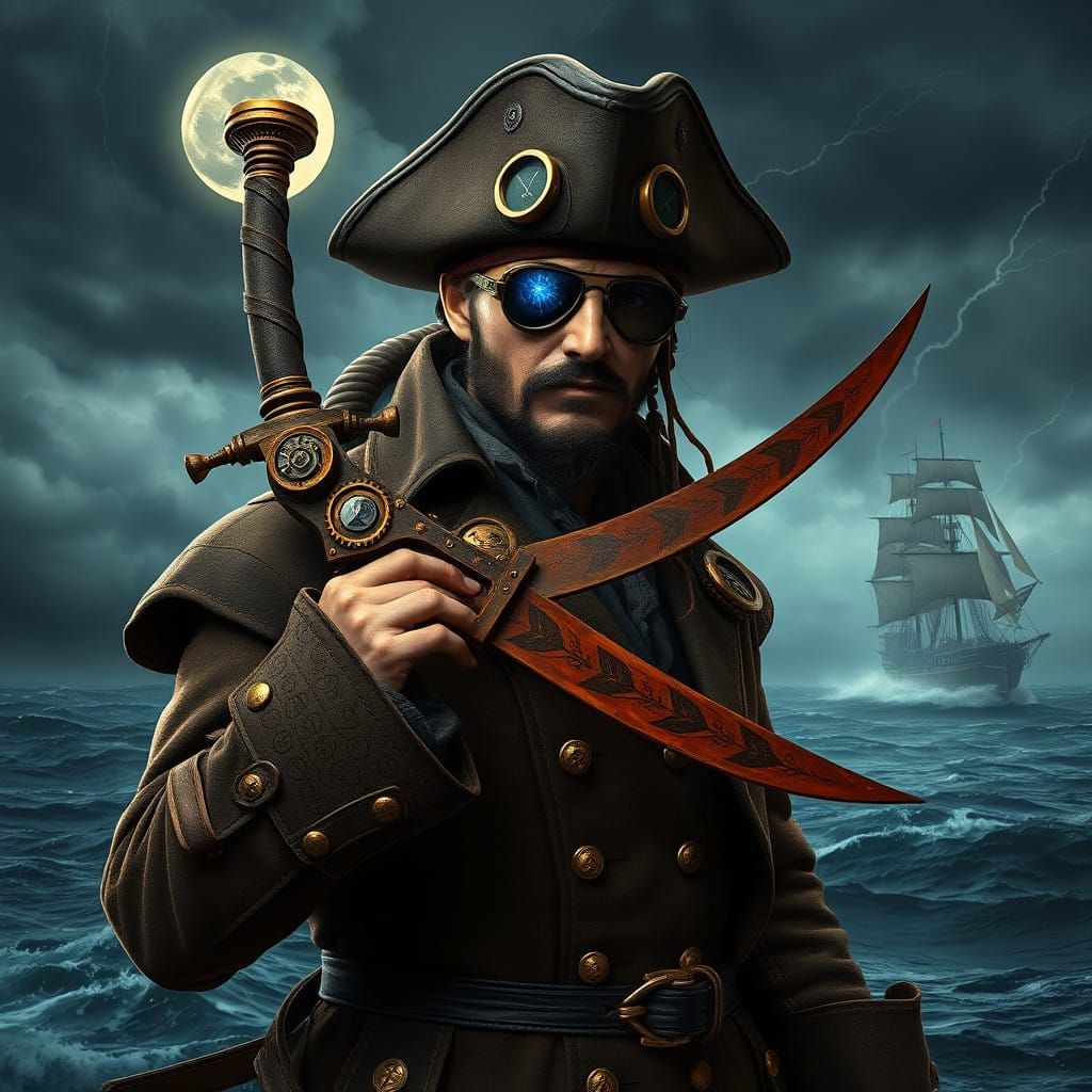 Steampunk Pirate Embodies Futuristic Industrialism