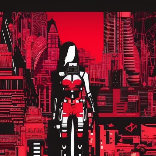 Cyberpunk Space Pirate Coloring Book Page