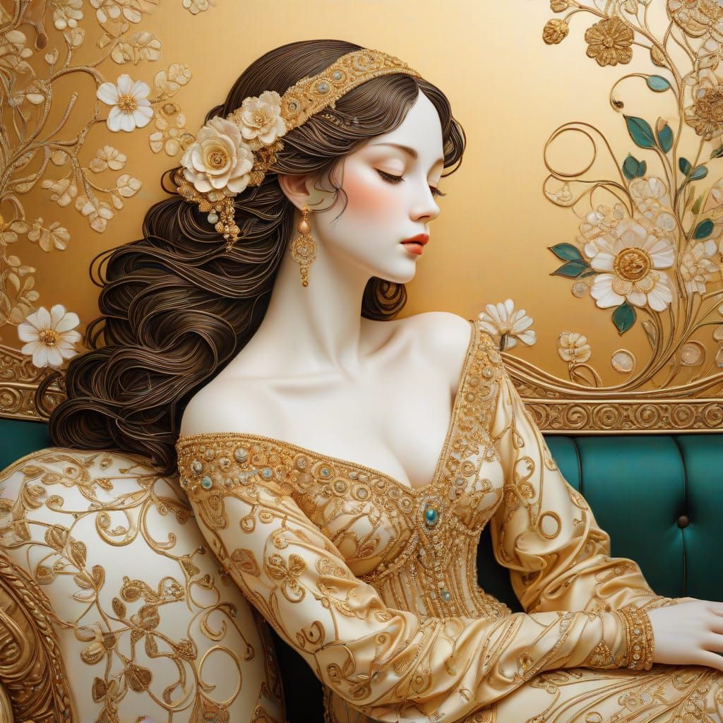 Elegant Female Figure in Art Nouveau Style