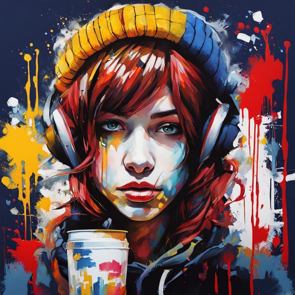 Graffiti Girl on Park Bench