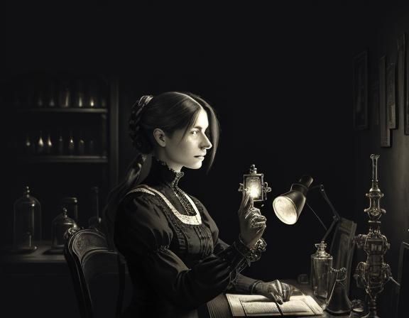 Victorian Anatomist in Steampunk Laboratory