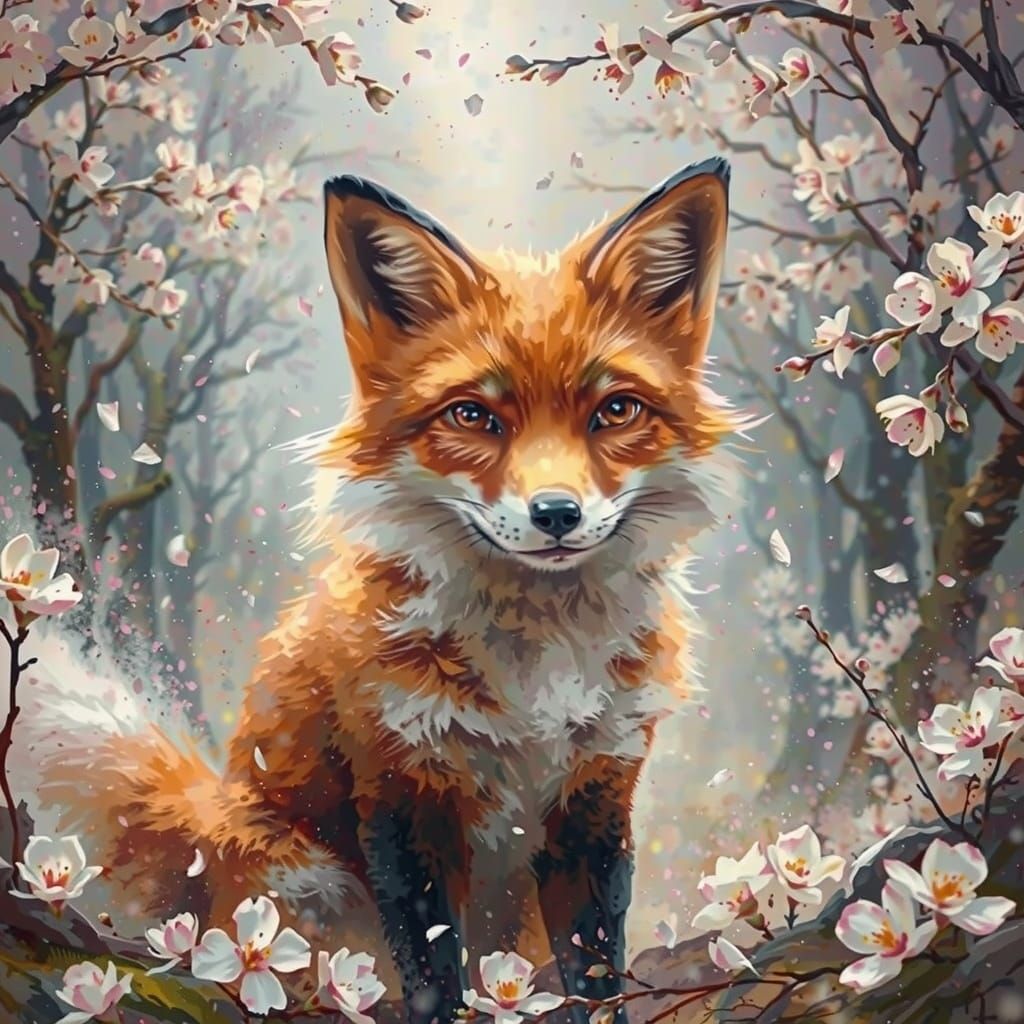 Anime Fox in Square Explosion with Soft Focus Edges