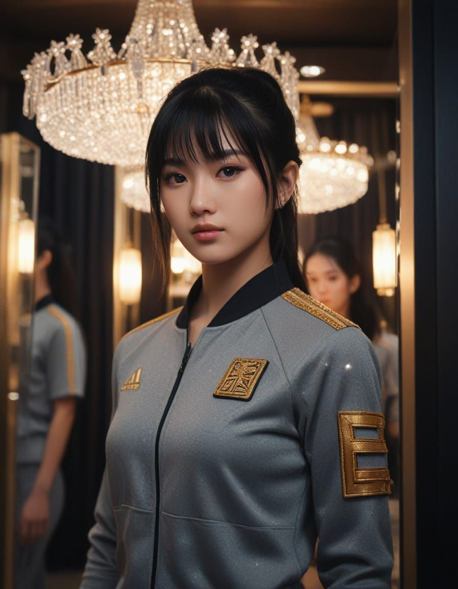 Cinematic Japanese Girl in Dressing Room