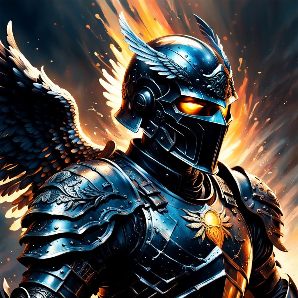 Hyperrealistic Angel Knight Basks in Divine Radiance