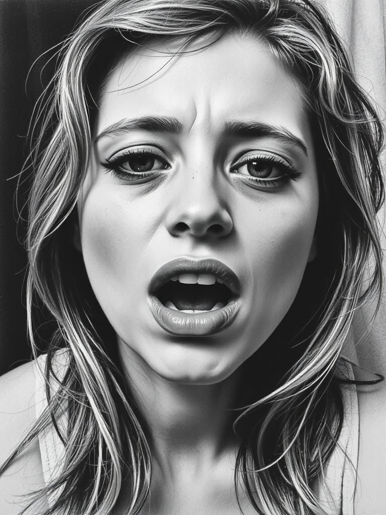 Nightmarish Sensuality: Hyperdetailed Charcoal Drawing