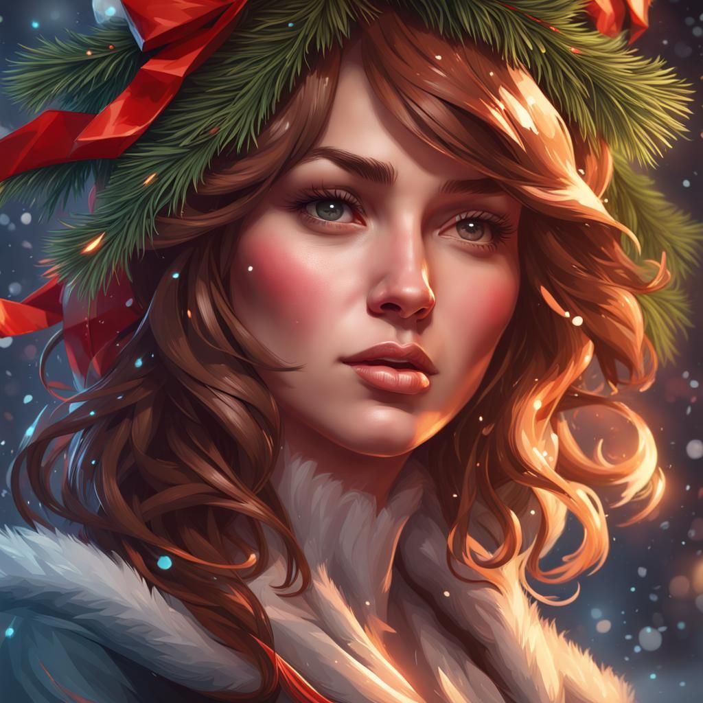 Christmas Portrait in Art Nouveau Style