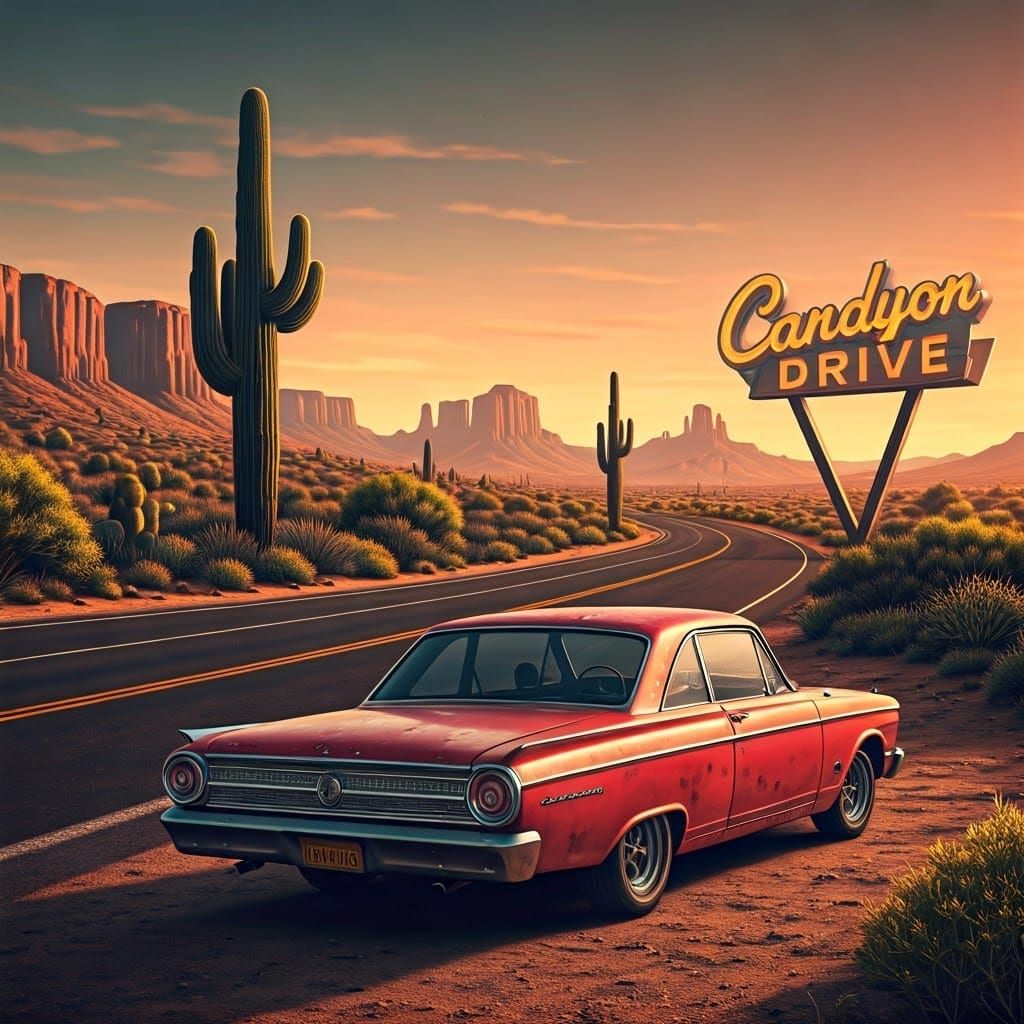 1964 Ford Fairlane in Anime-Inspired Desert Canyon