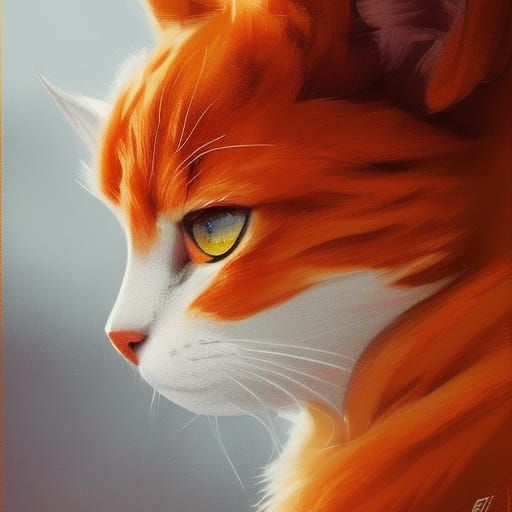 Adorable Orange Cat Portrait in Digital Art Style
