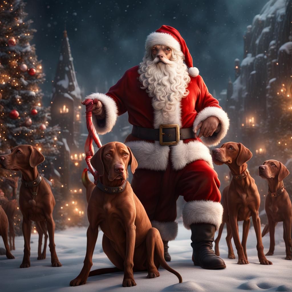 Santa Vizsla: A Fantastical Digital Painting