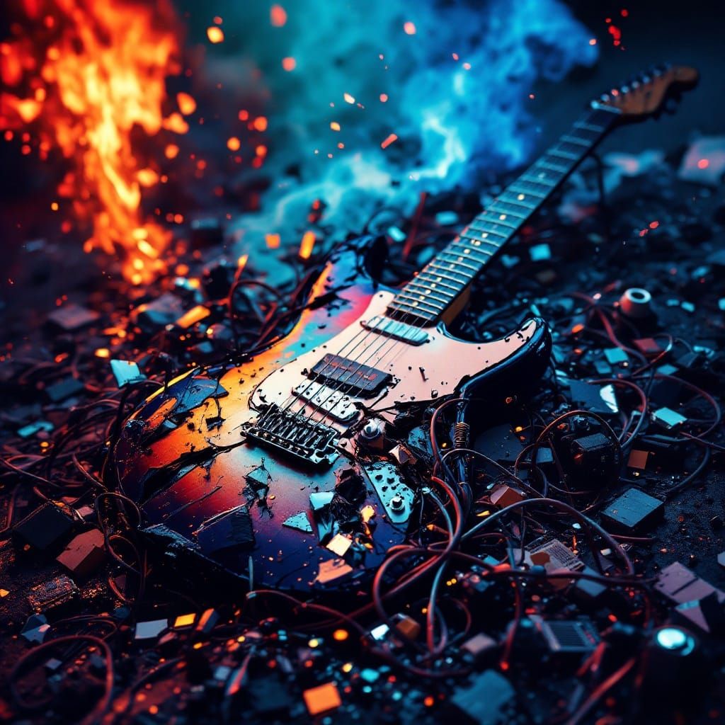 Shattered Sonic Icon in Rich, Electric Colors