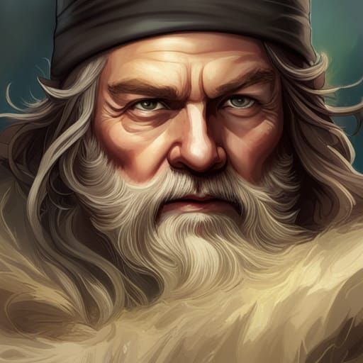 Smiling Tom Bombadil Portrait in Art Nouveau Style