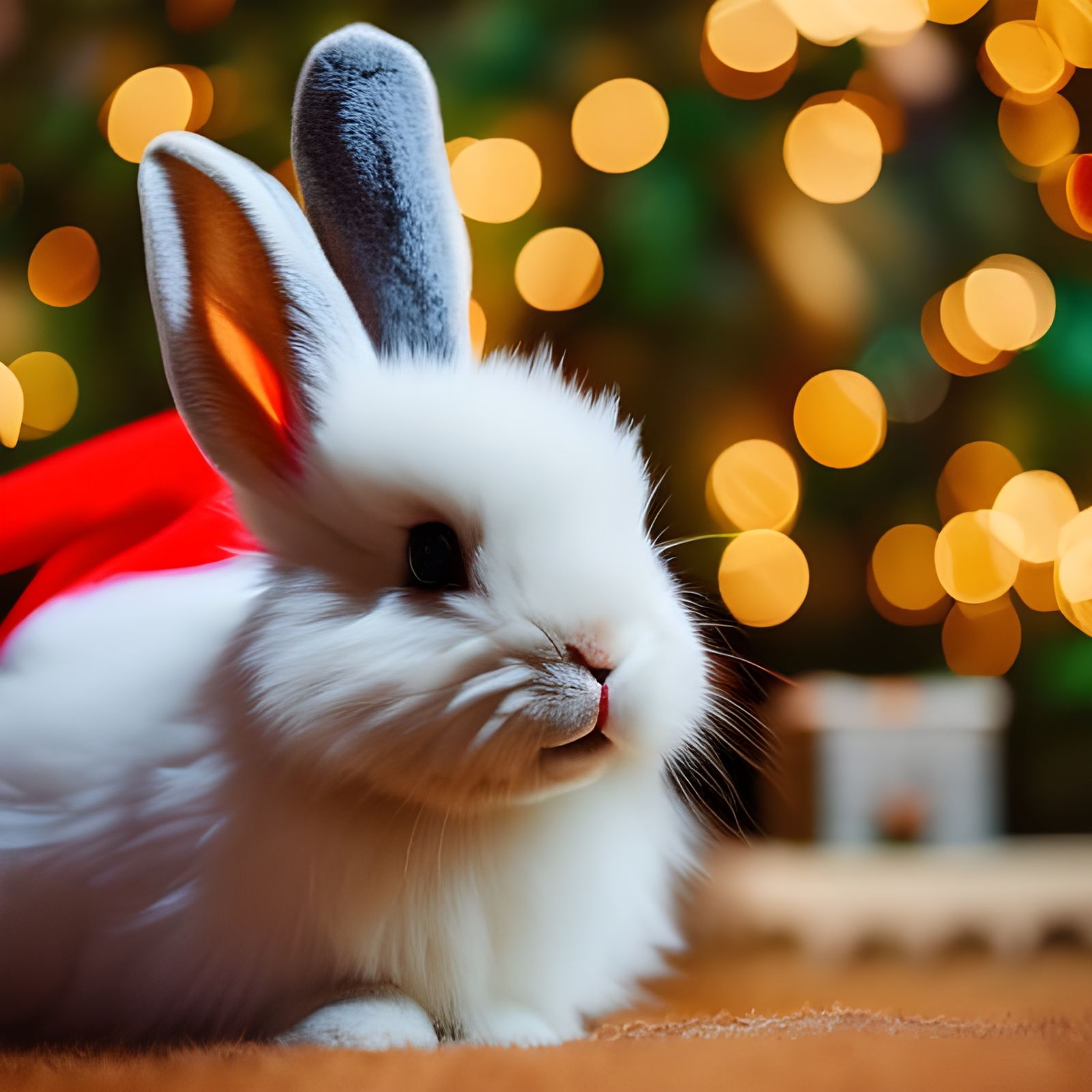 Cute Rabbit with Christmas Tree and Presents