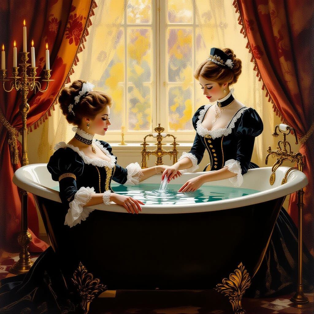Victorian Noblewoman in Bath, Rembrandt Lighting