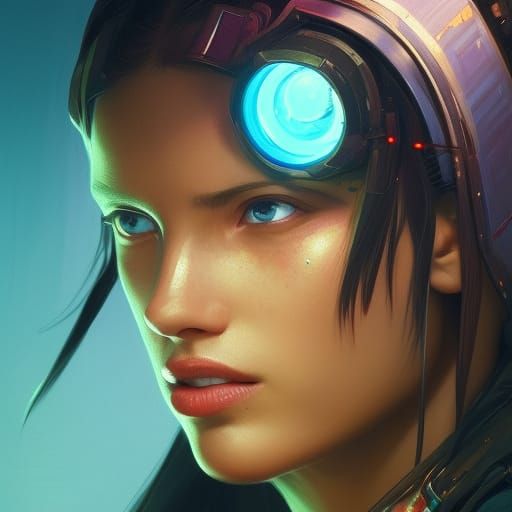 Detailed Technomancer Portrait in Unreal Engine 5