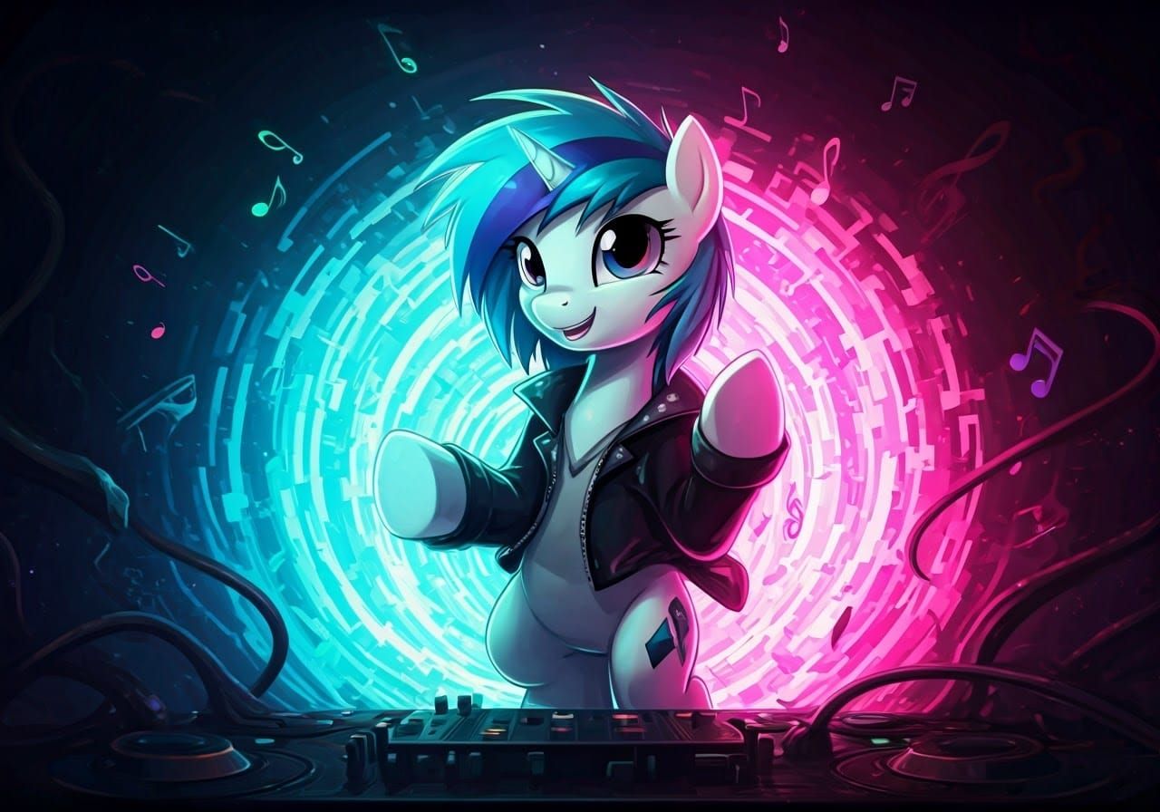 Vinyl Scratch DJ Pony in Neon Vortex