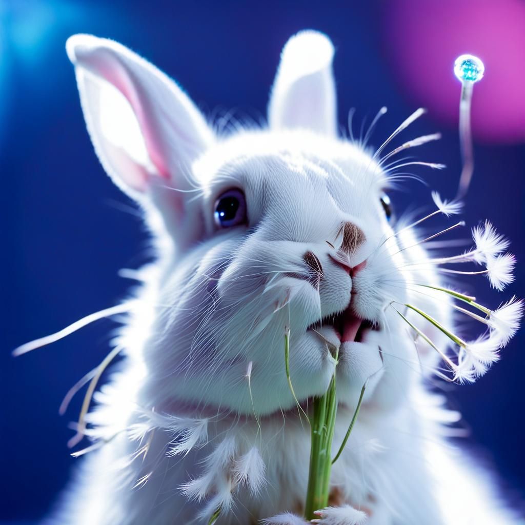 Rabbit and Dandelion with Glowing Lights