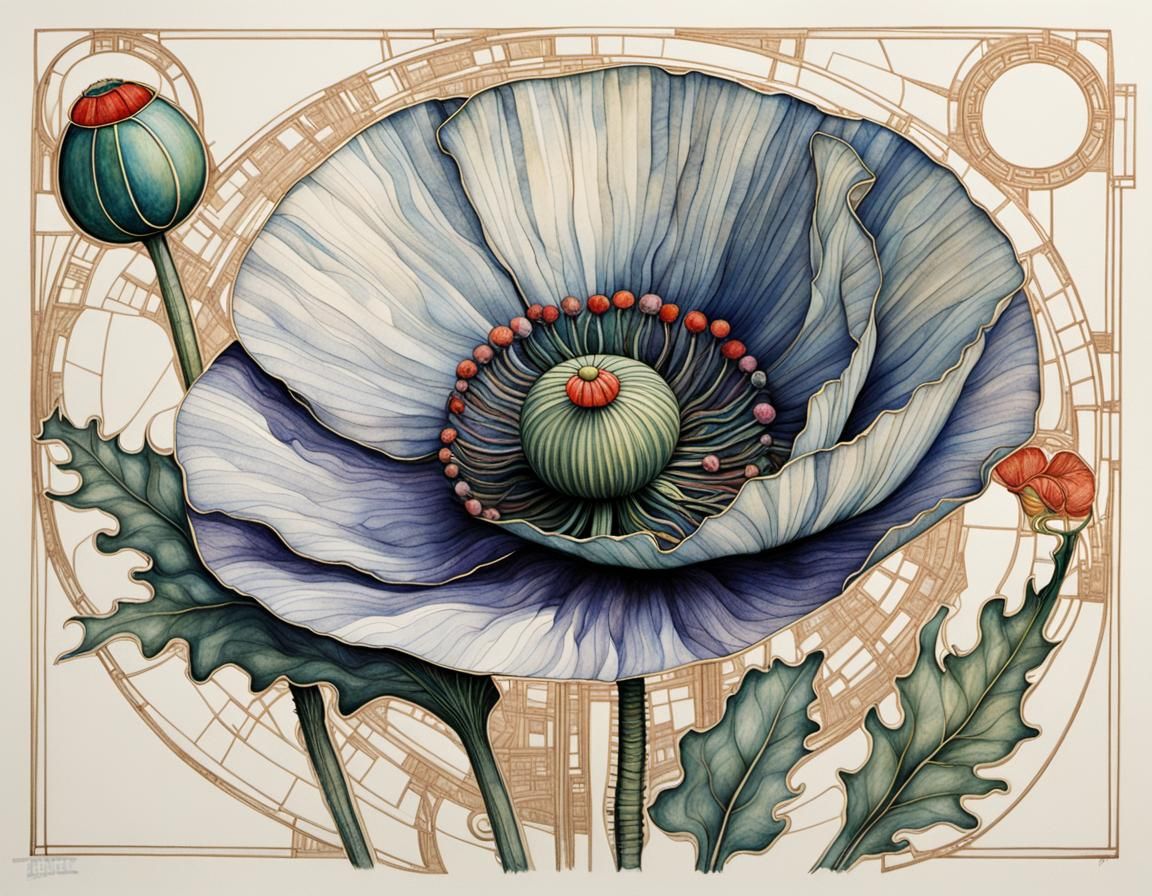 Poppy in Art Nouveau Style
