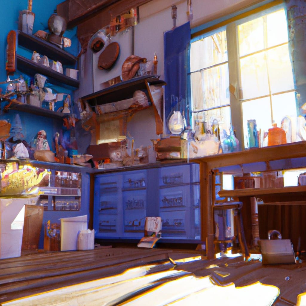 Cozy Blue Kitchen in Detailed 8k Concept Art