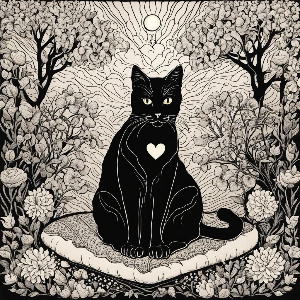 Cute Cat in Escher-Inspired Geometric Art