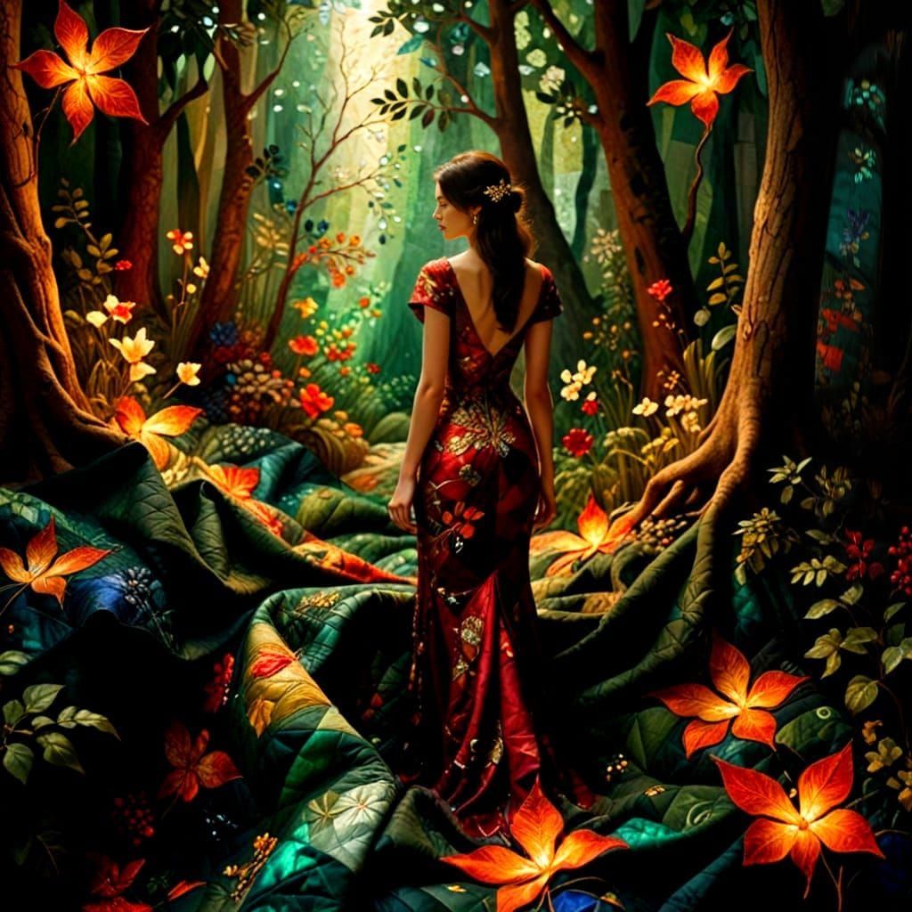 Luxurious 3D Patchwork Quilt in Vibrant Jewel-Toned Colors