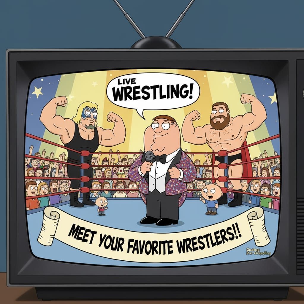 Family Guy Style Animation: Live Wrestling Ad