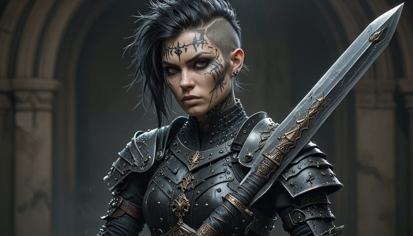 Gothic Warrior in Ornate Armor